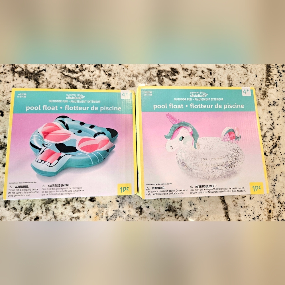 NEW Creatology Unicorn And Tiger Pool Floats, Set Of 2